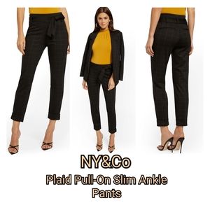 NY&Co 7th Avenue Plaid Pull-On Slim Ankle Pant
